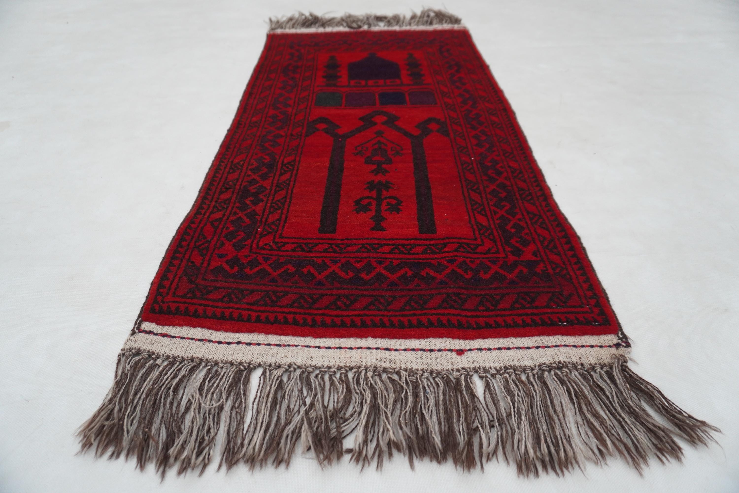 1930s Antique Prayer Rug 2x3 Handmade Wool Area Rug 60x115 Cm Oriental ...