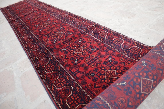 13x2 ft Afghan High Quality Wool Stunning Handmade Turkoman Long Runner, Hall way Runner rug, Bukhara Khamyab Khal Mohammadi Runner Rug