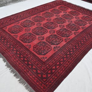Orange Rug 7x9 Antique Rug, Afghan Tekke Ersari Rug, Turkmen Hand Knotted Wool Rug, Oriental Rug, Bedroom Area Rug, Living Room, Tribal Rug