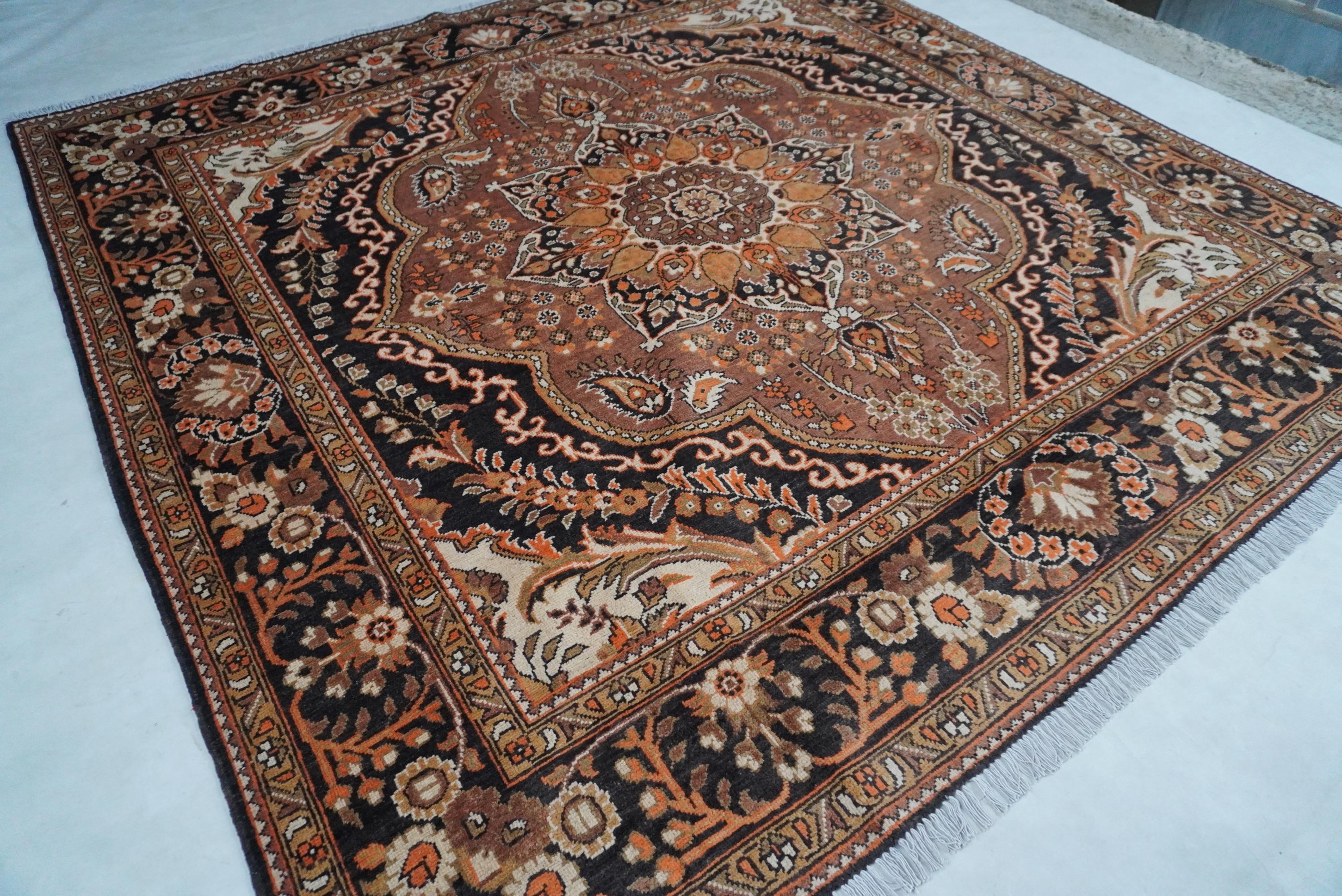 8x8 Ft Square Rug 250x250 Cm Terracotta Colorful Premium Handmade