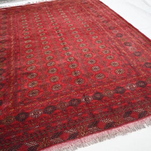 Orange Antique Rug 7x9 Afghan Tekke Mowri Rug, Turkmen Handmade Wool Area Rug, Oriental Rug, Bedroom Rug Living Room Rug Tribal Bohemian Rug
