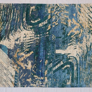 Afghan Area Rug 6&#39;9 x 9&#39;6 Hand-knotted High Pile Abstract design Carpet, Gabbeh rug,  Rug, Modern Multi Color Rug 7x10 Large Area Rug