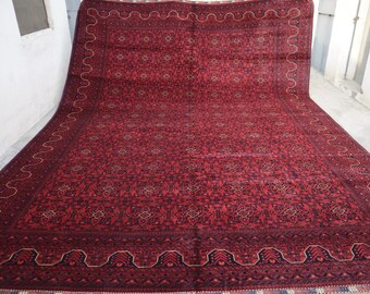 Extra Large Area rug 10x13 Afghan Top Quality Bukhara rug, Hand-knotted High Pile Soft Wool rug, Tribal Oriental XXL rug, Dining table Rug