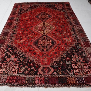 7x10 Vintage Caucasian Rug, Afghan Rug, Handmade Rug, Wool Rug, Turkish Area Rug, Antique 1940s Rug, Oriental Rug, Living Room, Bedroom Rug