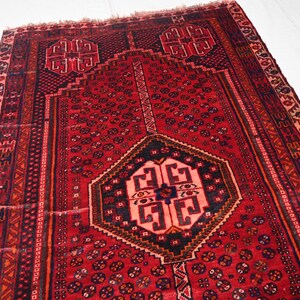 4&#39;8x7&#39;7 ft Antique Rug, Caucasian Rug, Turkish Geometric Rug Turkmen Handmade Wool Rug, Afghan Tribal Rug, Office, Bedroom, Oriental Rug 5x8
