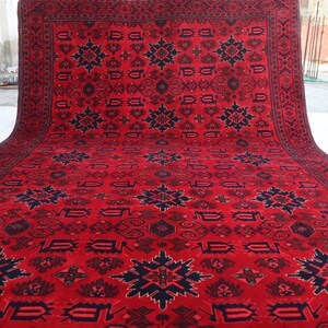 7x10 Afghan Vintage Rug, Hand Knotted Rug, Oriental Rug, Turkmen Bukhara Rug, Zer Khaaki Tribal Rug, Handmade Wool Rug, Bedroom, Office Rug