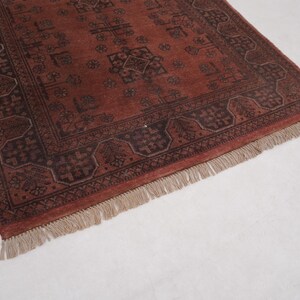 Antique Terracotta Rug 3'4x5'3" Turkmen Bukhara Rug, Handmade Afghan Wool Rug, Bedroom Rug, Office Rug, Kitchen Rug, Tribal Rug image 13