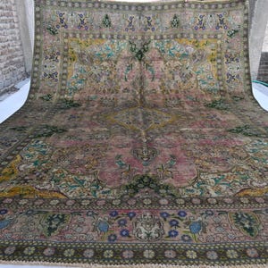 12&#39;7x9&#39;5 ft Large Afghan Rug, Antique Caucasian Rug, Handmade Wool Terracotta Turkmen Rug, One of Kind Rug 10x13 Bedroom, Dining Table Rug