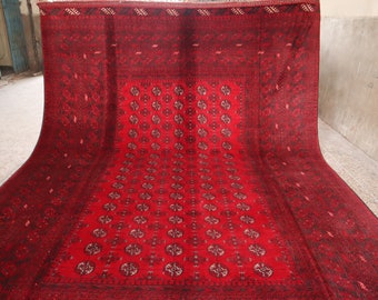 1920年代の大型アフガンラグ 7x10 トルクメン ハンドメイドウールラグ