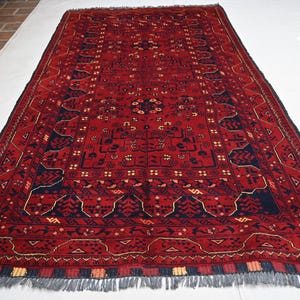 Afghan Vintage Bukhara Rug 3'5x6 ft Handmade Wool Rug, Oriental Turkmen Kunduzi Bukhara Rug, Area Rug, Bedroom, Office, Living Room rug