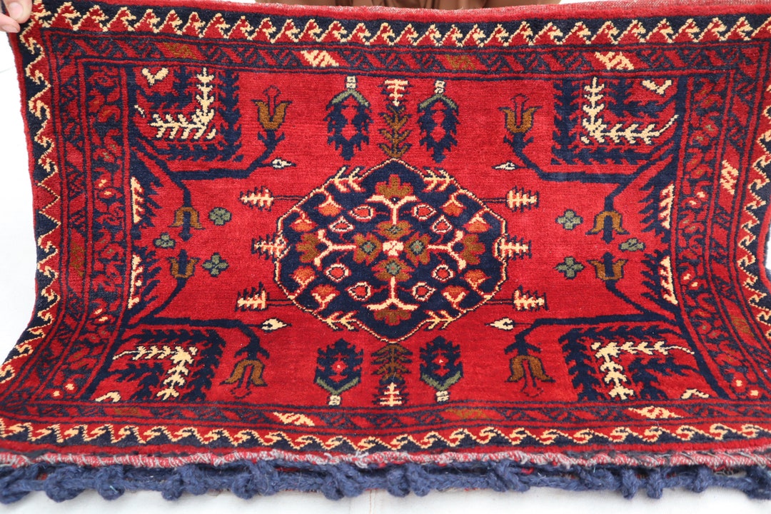 Antique Cushion Cover 1'8x2'6 Collector Piece Vintage Afghan Handmade