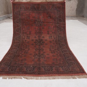 Antique Terracotta Rug 3'4x5'3" Turkmen Bukhara Rug, Handmade Afghan Wool Rug, Bedroom Rug, Office Rug, Kitchen Rug, Tribal Rug image 2