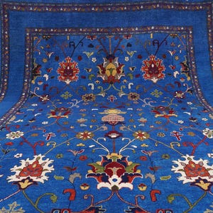 7x10 ft Rich Blue Bijdar Rug, Top Quality Hand Knotted Wool Rug, Afghan Floral Sultani Rug, Bedroom Rug, Living Room Rug, Oriental Area Rug