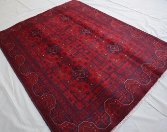 5x7 Turkmen Bukhara Rug, Handmade Wool Area Rug, Khal Muhammadi rug, Oriental Afghan Rug, Fine Quality Tribal rug, Bedroom Rug, Kitchen Rug