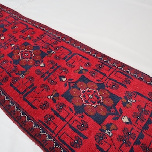 Red 2x5 ft Afghan Stunning Handmade Bukhara Turkoman Vintage Runner rug, Khal Muhammadi rug, Custom Oriental Small Rug, Stairs Treads Runner