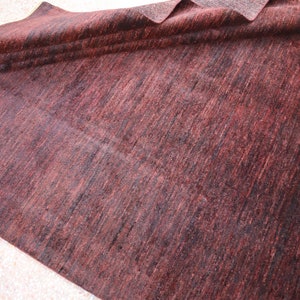 Maroon Plain One Color Rug 6&#39;6x8&#39;4 Afghan Handmade Wool Area Rug, Natural Vegetable Dyes rug, Oriental Gabbeh Rug, Living Room, Dining Table