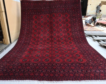 7x10 Handmade Rug, Afghan Rug, Turkmen Mowri Bukhara Rug, Wool Rug, Oriental Vintage Rug Tribal Bohemian Rug, Oriental Area rug- Bedroom Rug
