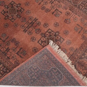 Antique Terracotta Rug 3'4x5'3" Turkmen Bukhara Rug, Handmade Afghan Wool Rug, Bedroom Rug, Office Rug, Kitchen Rug, Tribal Rug image 14
