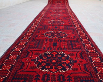 33 ft Extra Long Runner Rug, Afghan Handmade Wool Turkmen Wheat design Bukhara Rug 10 ft, 13 ft, 16 ft 23 ft Runner Rug, Hallway Runner 2x18