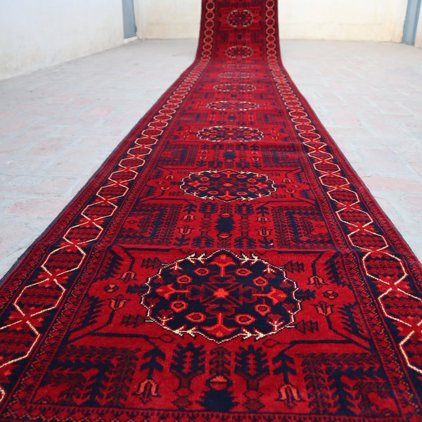 33 ft Extra Long Runner Rug, Afghan Handmade Wool Turkmen Wheat design Bukhara Rug 10 ft, 13 ft, 16 ft 23 ft Runner Rug, Hallway Runner 2x18
