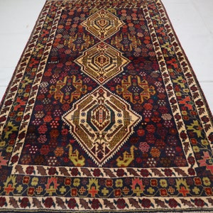 Antique Rug 4x6 Geometric Rug, Afghan Handmade Wool rug, Baluchi Rug, Tribal Bukhara Rug, Turkmen Oriental rug, Vintage Area Rug Bedroom rug