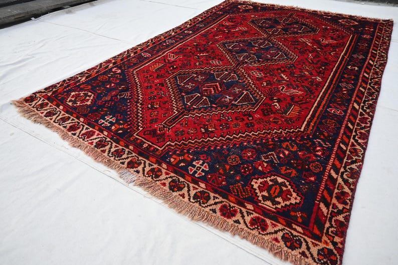 5x8 Handmade Rug, Afghan Antique Rug, Turkmen Caucasian Rug, Wool Rug