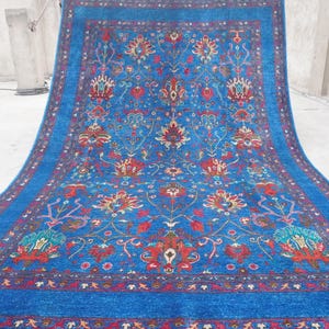 7x10 Blue Bijdar Rug, Turkish Sultani Area Rug, Handmade Wool Rug, Oriental Rug, Living Room Kids Room Rug 200x310 cm Modern Floral Area Rug