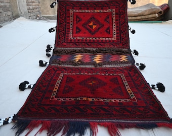 Antique Cushion Cover Rug 2'5x4'8 ft Collectors Piece Vintage Afghan Handmade Tribal Pillow Cover, Oriental Turkmen Tekke Ersari Balisht Rug