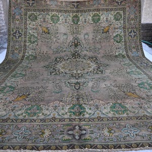 10x13 Collectors Piece 1920s Antique Rug 9&#39;8x12&#39;5&quot; Large Handmade Wool Rug, Low Pile Terracotta Area Rug, Living Room Rug, Dining Table Rug