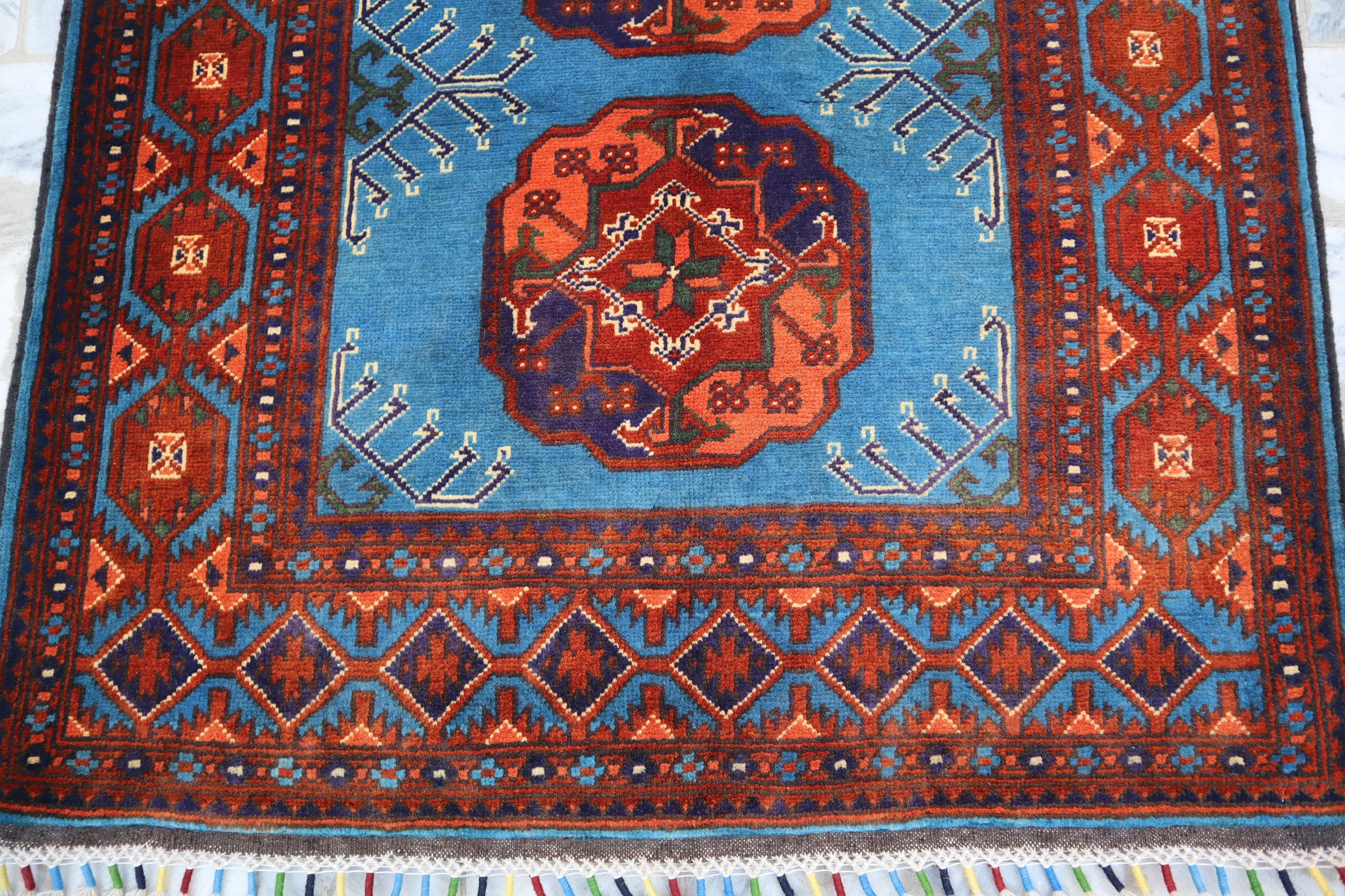 Turkish Mamluk Rug 4x3 Fine Quality Handmade Wool Area Rug, Medallion Blue  Rug Traditional Rug, Oriental Rug, Bedroom Rug Kitchen Office Rug 