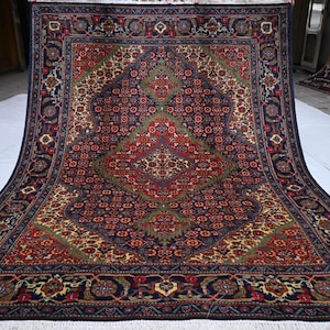 5x7 Geometric Rez Maye Rug, Turkmen Handmade Wool Rug, Oriental Rug, Living Room Rug, Bedroom Rug, Modern Area Rug, 150x200 cm Area Rug