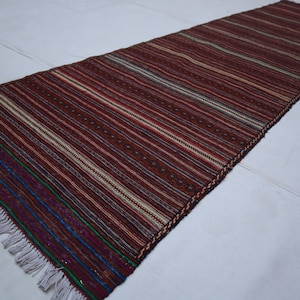 Antique Turkmen Striped Runner Kilim rug 2&#39;5x9&#39;6 ft Afghan Fine Quality Handmade Wool Flatweave Kilim Rug, Oriental Rug, Tribal Vintage Rug