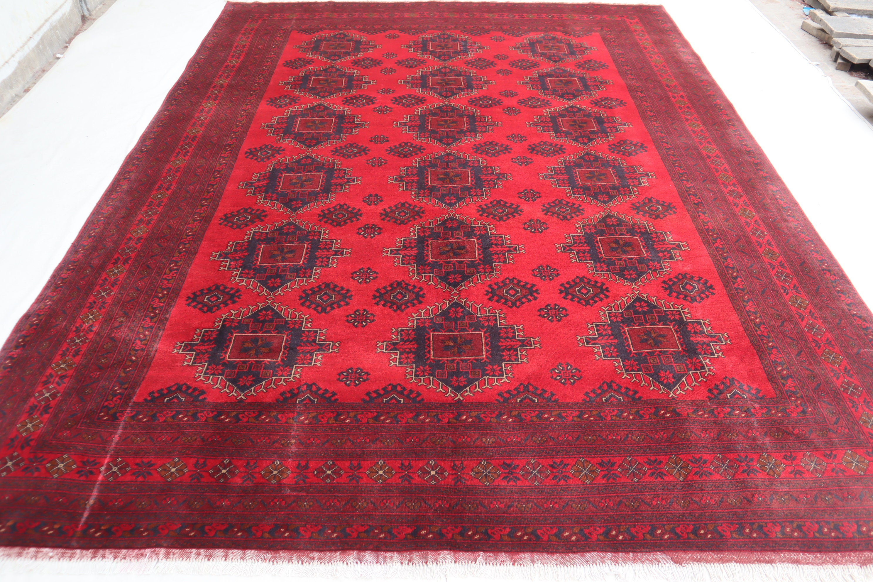 エルサリ アンティーク Khal Mohammadi ラグ 11'4x8'8 Ft Large Afghan Rug, Hand Knotted Khal Muhammadi Bukhara