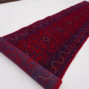Afghan Bukhara Rug 14 ft Runner Rug, High Quality Soft Wool Stunning Turkoman Handmade Woo Rug, Hall way Runner, Khal Muhammadi Bukhara Rug image 14