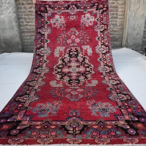 5x10 Geometric Antique Rug, Turkmen Caucasian Rug, Afghan Handmade Wool Rug, Oriental Area Rug, Living Room Rug, Bedroom Rug, 150x300 cm Rug