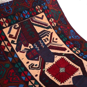 3&#39;5x5&#39;8 ft Antique Rug, High Pile Vintage Rug, Afghan Handmade Wool Area Rug, Bedroom rug, Living Room Rug, Authentic Genuine Baluchi Carpet