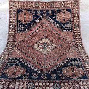Afghan Caucasian Rug 6x8 Terracotta Handmade Rug, Brand New Vintage famous Turkmen Wool Rug, Bedroom Rug, Living room Area Rug, Muted Rug