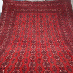 6&#39;8x9&#39;3 ft Large Antique Turkmen Waziri Rug, Afghan Hand made Wool Area Rug, Red Oriental Rug, Bedroom Rug Living Room Rug 200x280