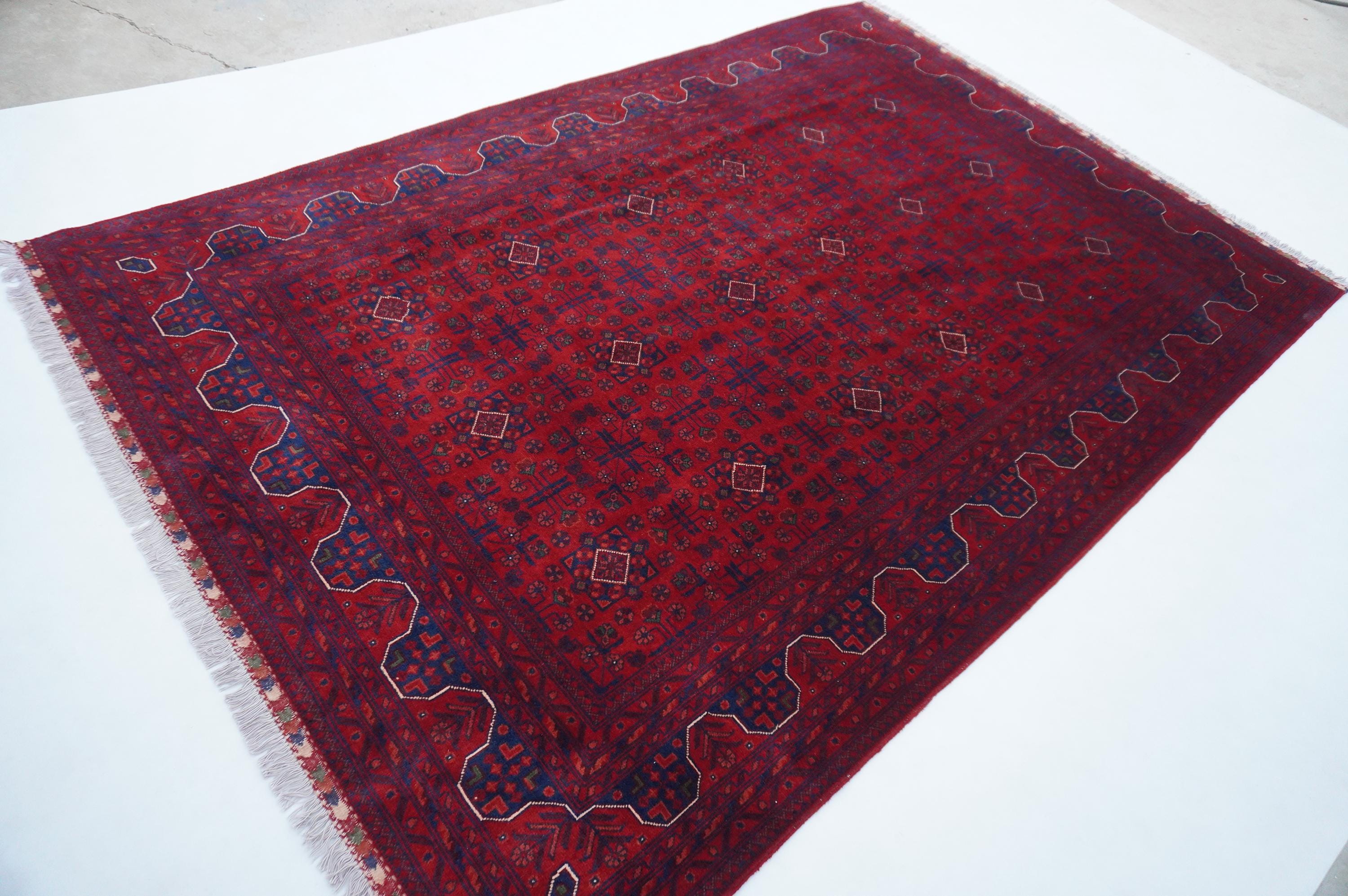 7x10 ( 200x300 Cm ) Rich Red Bukhara Rug, Colorful Premium Hand