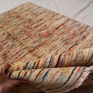 Afghan Striped Gabbeh rug, Turkmen handmade Multi color area rug, Top quality Vegetable dyed wool rug,  Rug, Bedroom, Kitchen, Office