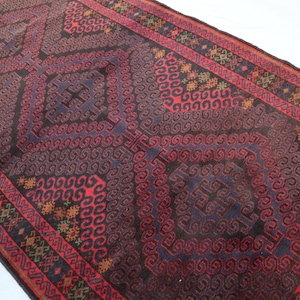 Afghan Baluchi Rug 4x6 Vintage Handmade Rug, Geometric Rug, Oriental Baluchi Rug, Intricate Pattern, Rich Autumn Colors, Dyes Antique Carpet