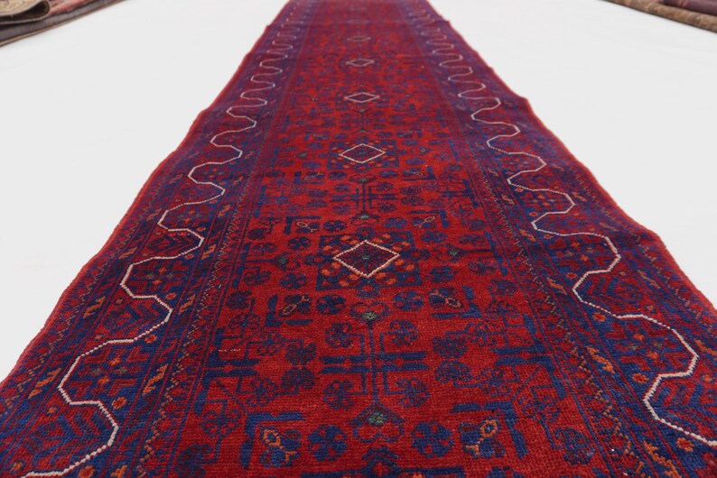 Extra Long 3x30 ft Runner, Afghan High Quality Wool Stunning Handmade Turkoman Rug, Hallway Runner, Famous Bukhara Rug 30 ft Runner 2'9x30" afbeelding 9