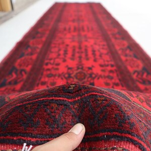 10 ft Runner rug, Turkmen Vintage Bukhara Rug, Tribal Afghan Handmade Wool Rug, Kitchen Runner, Entryway Rug, Hallway runner, Oriental Rug