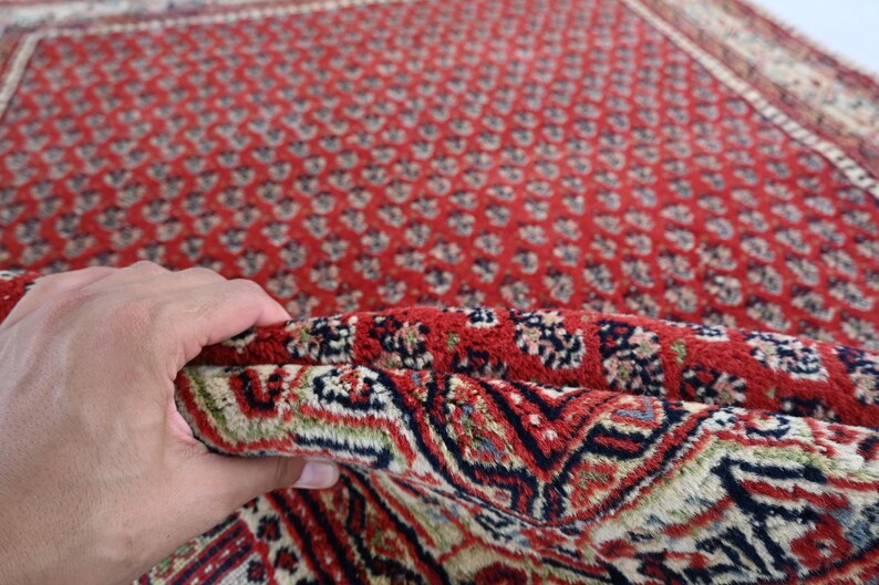 Antique Paisley Rug 4x5'5 Ft Afghan Caucasian Rug, Handmade Wool Rug