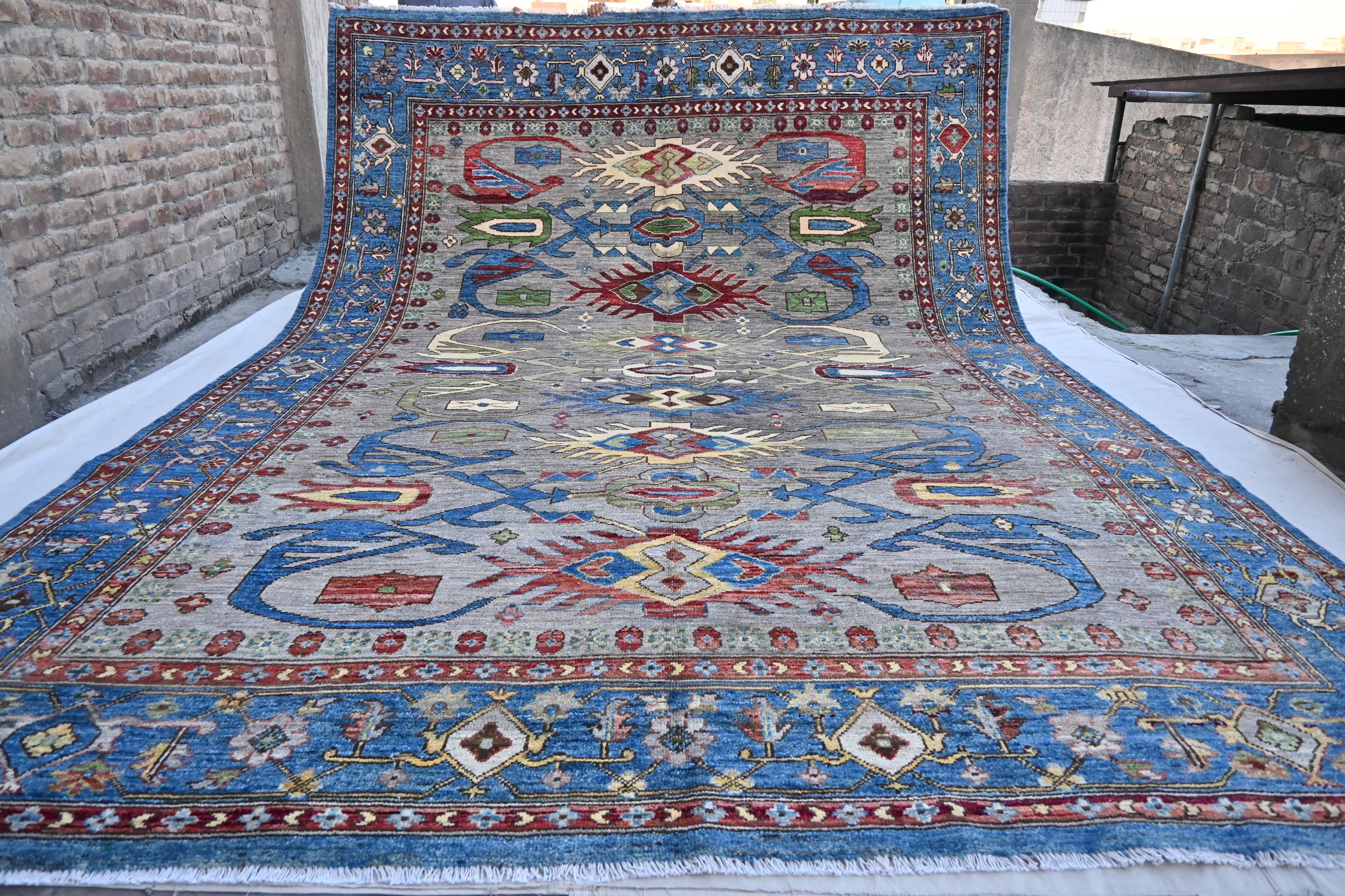 14x10 Natural Serapi Rug, Large Afghan Rug, Top Quality Handmade Wool ...