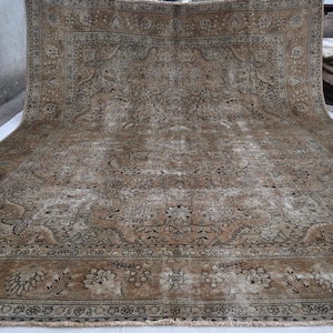 12&#39;6x9&#39;9 ft Large 1920s Antique Caucasian Rug, Afghan Handmade Wool Terracotta Area Rug, Turkmen Rug, One of Kind Rug 300x380 cm Bedroom Rug