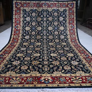 Black Afghan Rug 7x10 Turkmen Ziegler design Rug, Afghan Handmade Wool rug Fine Tribal Rug, Oriental Oushak Rug, Bedroom rug Living room rug