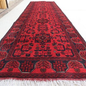 10 ft Runner rug, Turkmen Vintage Bukhara Rug, Tribal Afghan Handmade Wool Rug, Kitchen Runner, Entryway Rug, Hallway runner, Oriental Rug