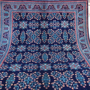 Afghan Large Unique Bukhara Rug 7x10 Fine Quality Hand Knotted Wool Area Rug, Turkmen Tribal Rug, Living Room Rug Bedroom Rug, Office Carpet