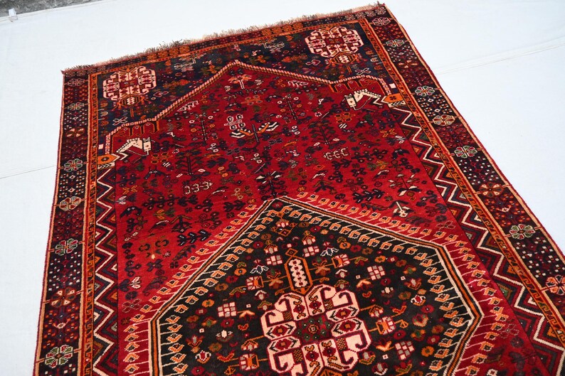 1950 Vintage Rug 4x8 Afghan Hand Knotted Rug, Turkmen Caucasian Design